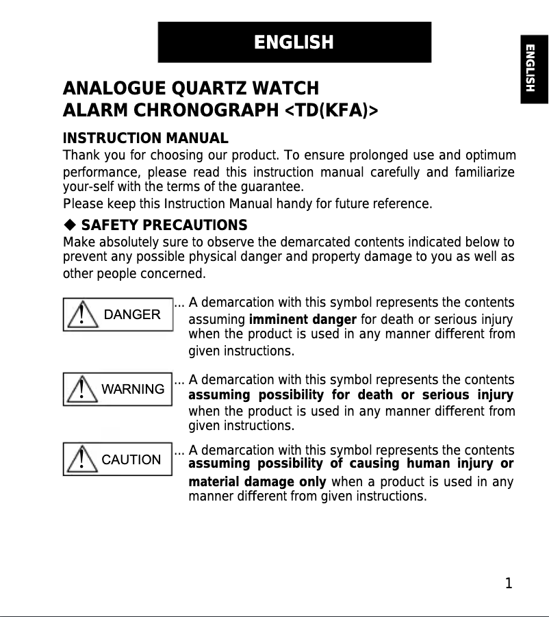 Page 1 of the manual User Manual ORIENT Sports TD0T001N