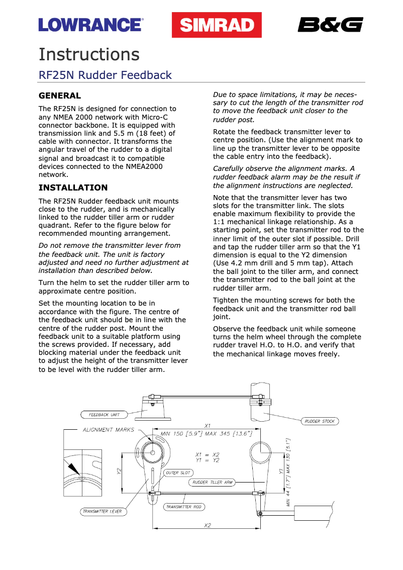 Page 1 of the manual User Manual Simrad RF25