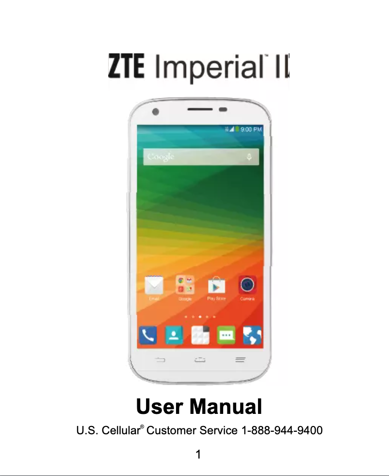 Page 1 of the manual User Manual ZTE Imperial II