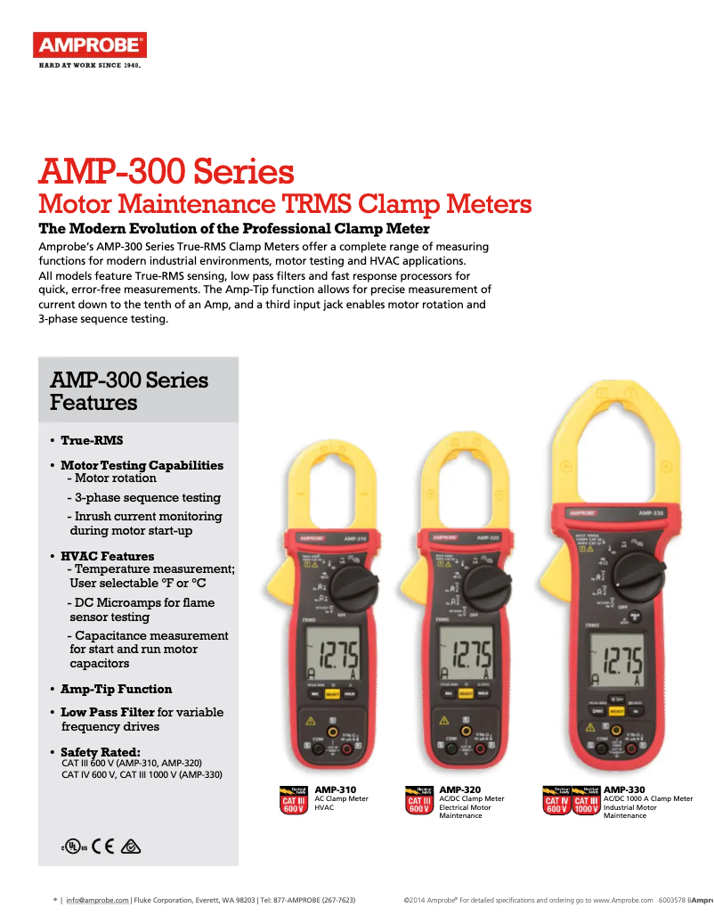 Page 1 of the manual Technical Sheet Amprobe AMP-310