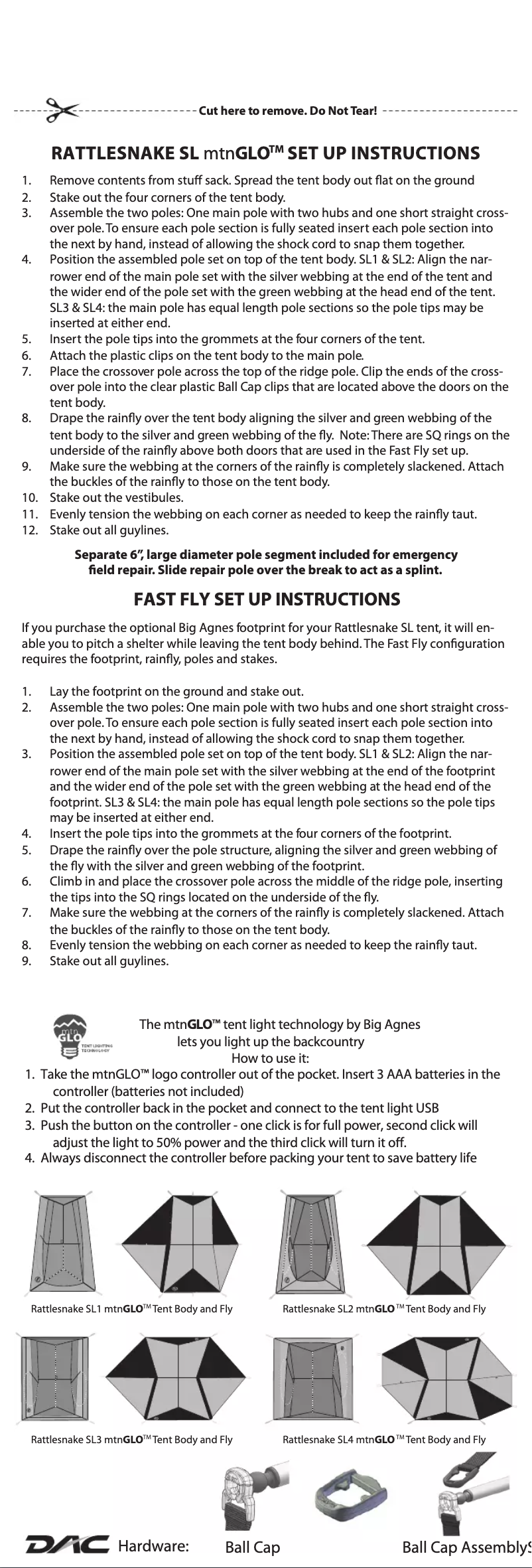 Page 1 of the manual User Manual Big Agnes Rattlesnak SL4 mtnGLO