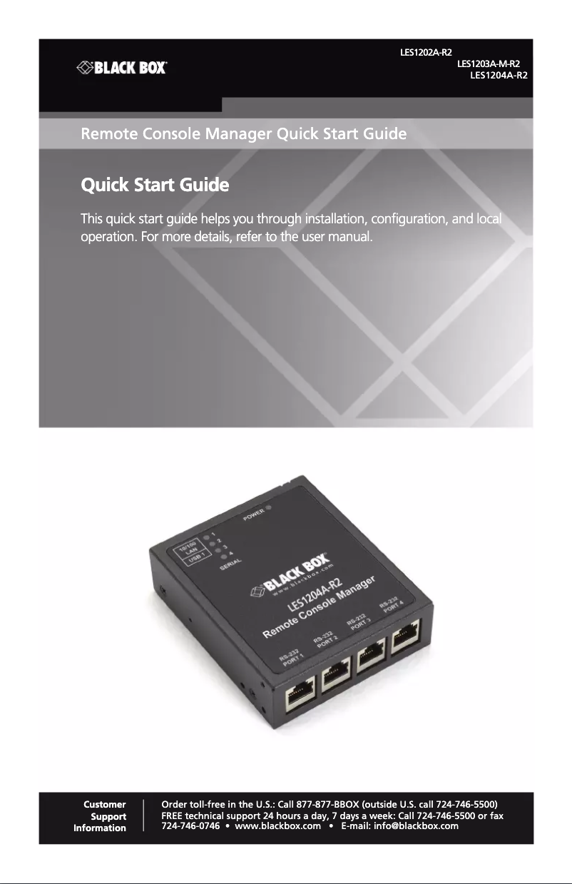 Page 1 of the manual User Manual Black Box LES1204A-R2