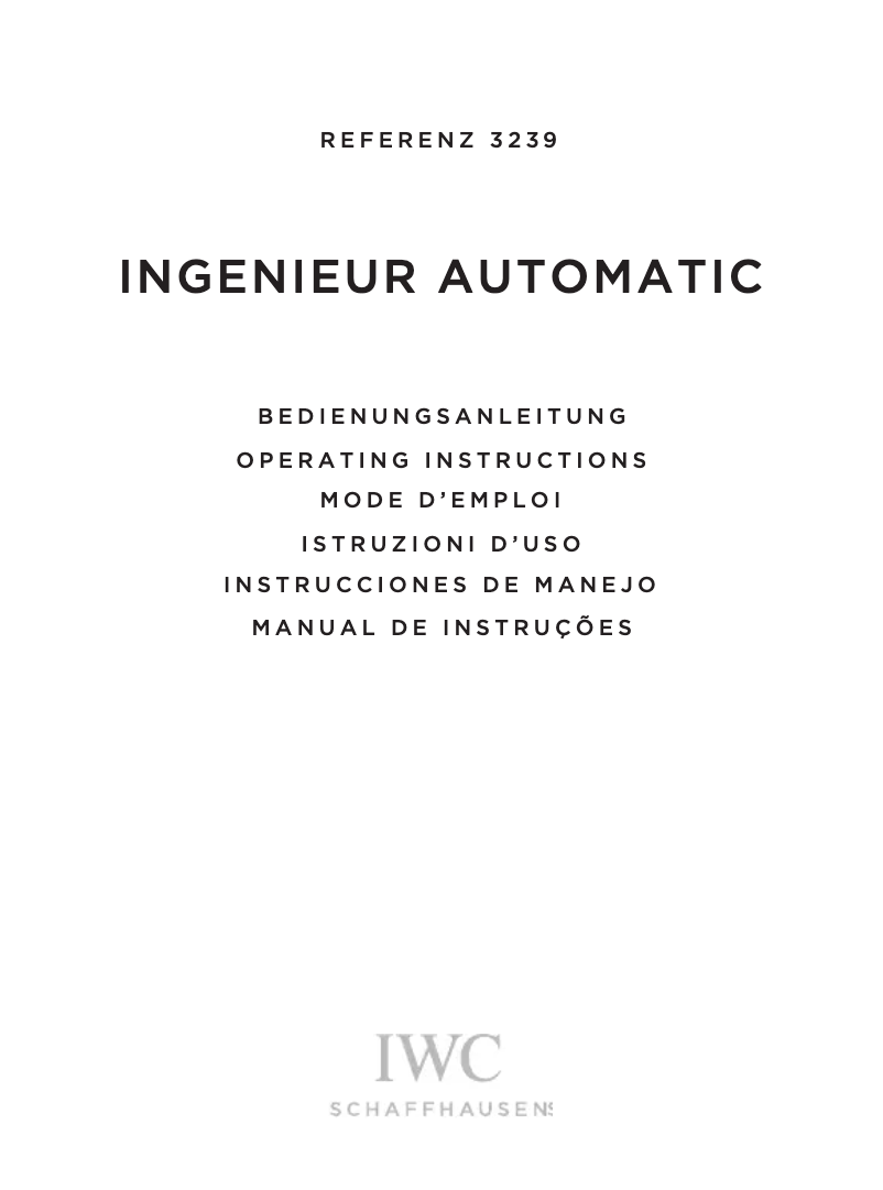 First page image of the manual for Ingenieur Automatic 3239