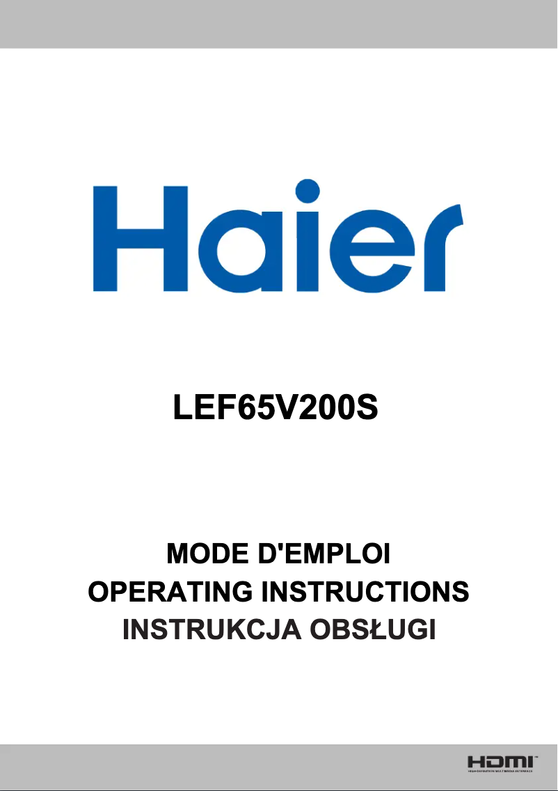 First page image of the manual for LEF65V200S