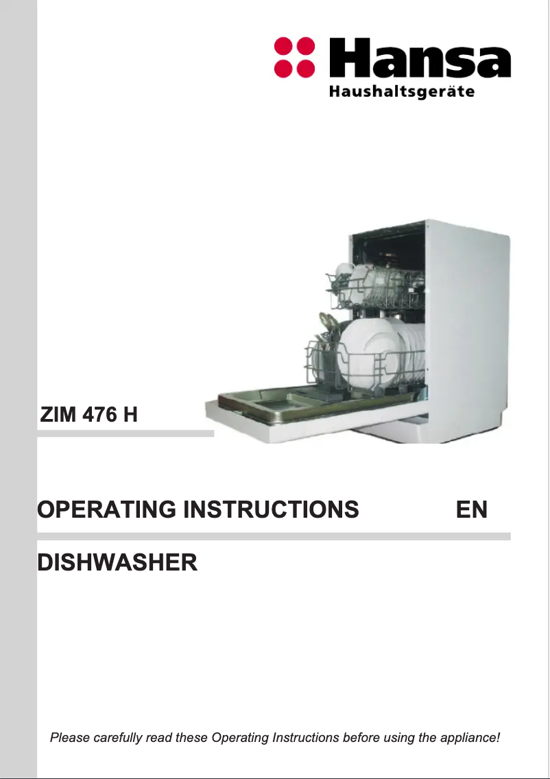 Page 1 of the manual User Manual Hansa ZIM 476 H