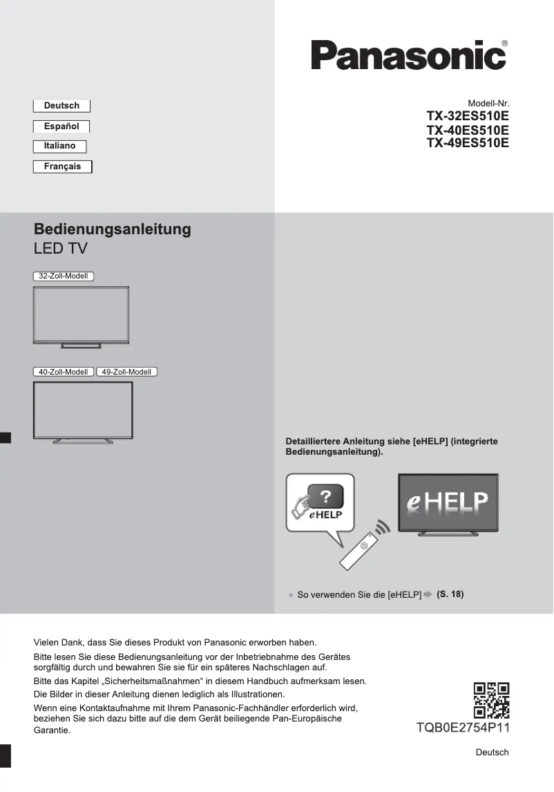 First page image of the manual for TX-40ES510E