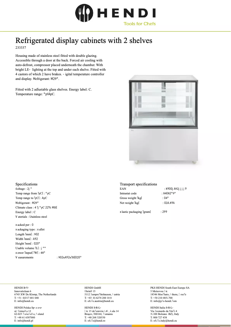 Page 1 of the manual Technical Sheet Arktic 233337