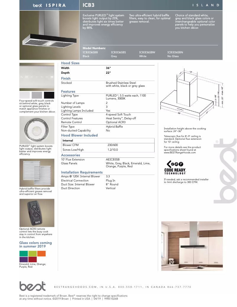 First page image of the manual for Ispira ICB3I36SBB