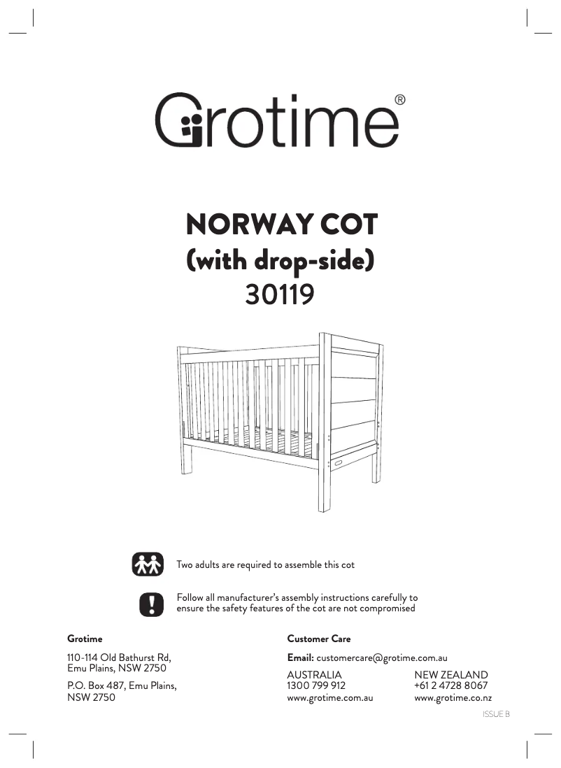 Page 1 of the manual User Manual Grotime Norway Cot