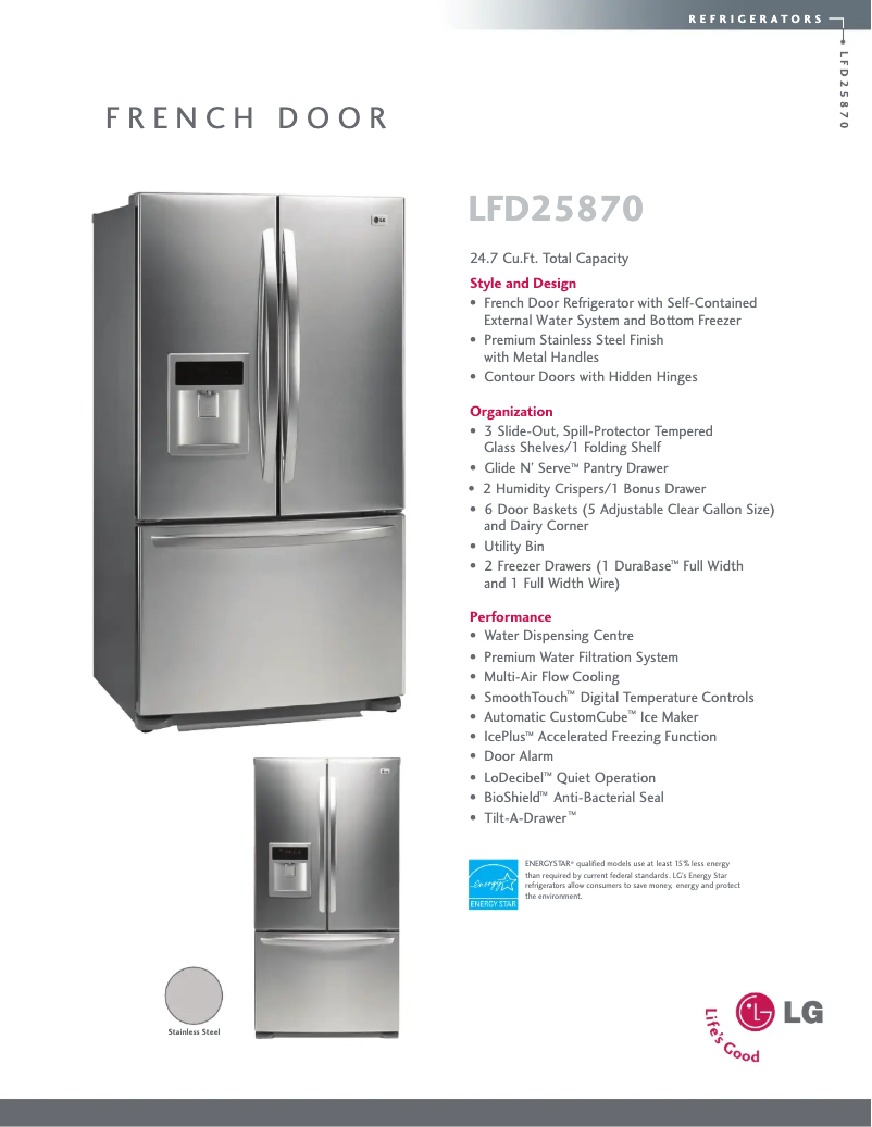 First page image of the manual for LFD25870ST