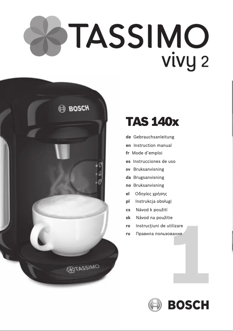 Page 1 of the manual User Manual Bosch Tassimo Vivy 2 TAS1401
