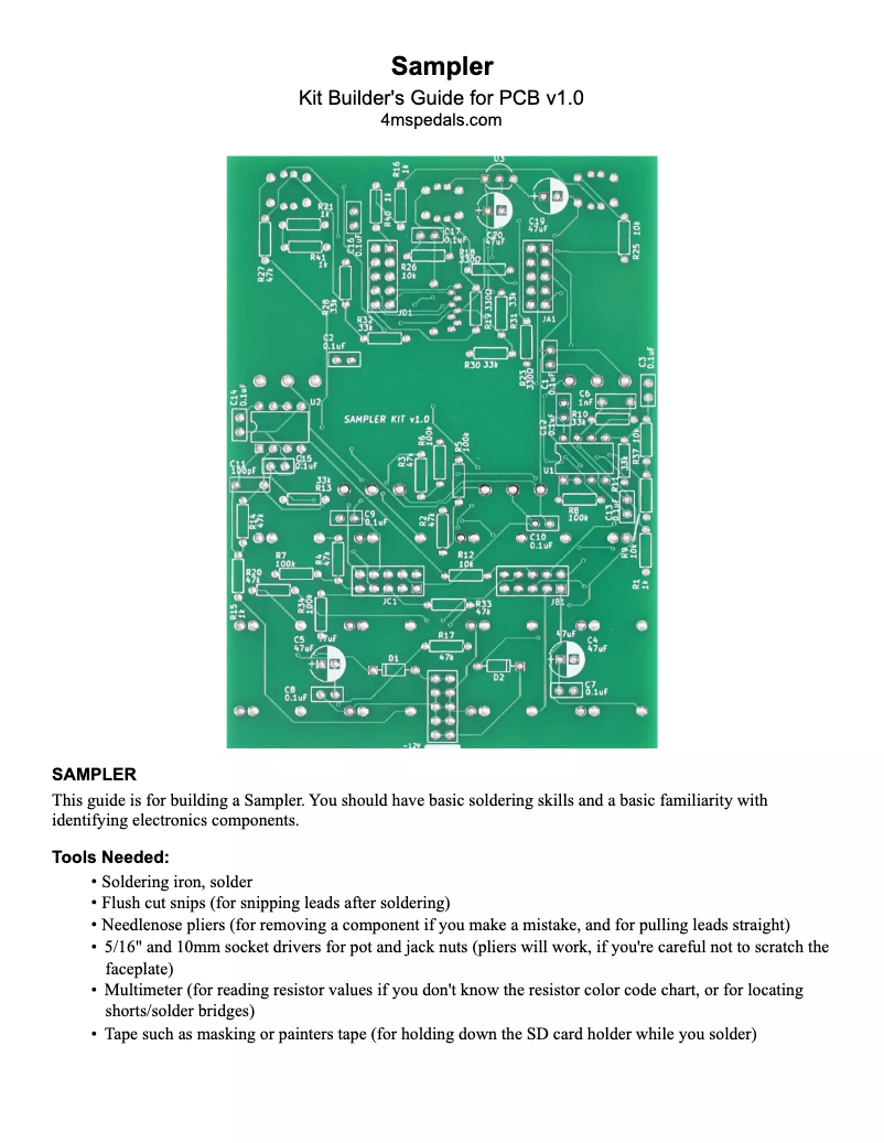 Page 1 of the manual User Manual 4ms Sampler