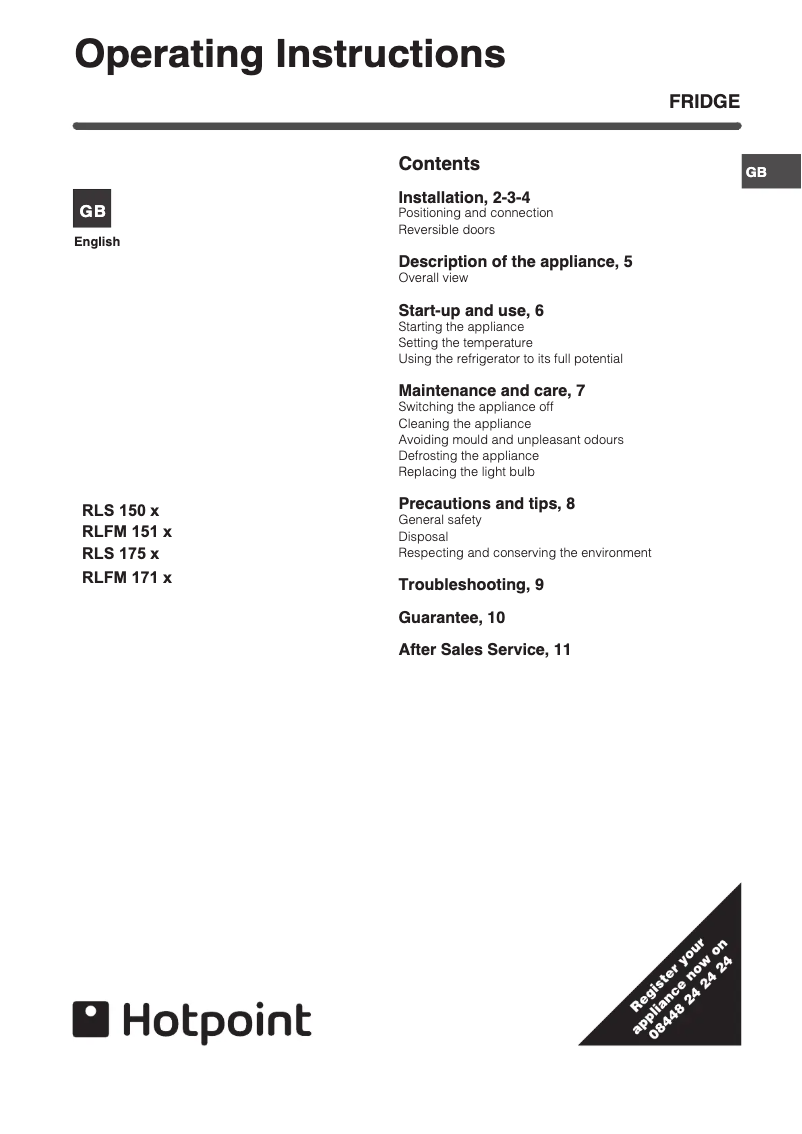 First page image of the manual for RLFM151G