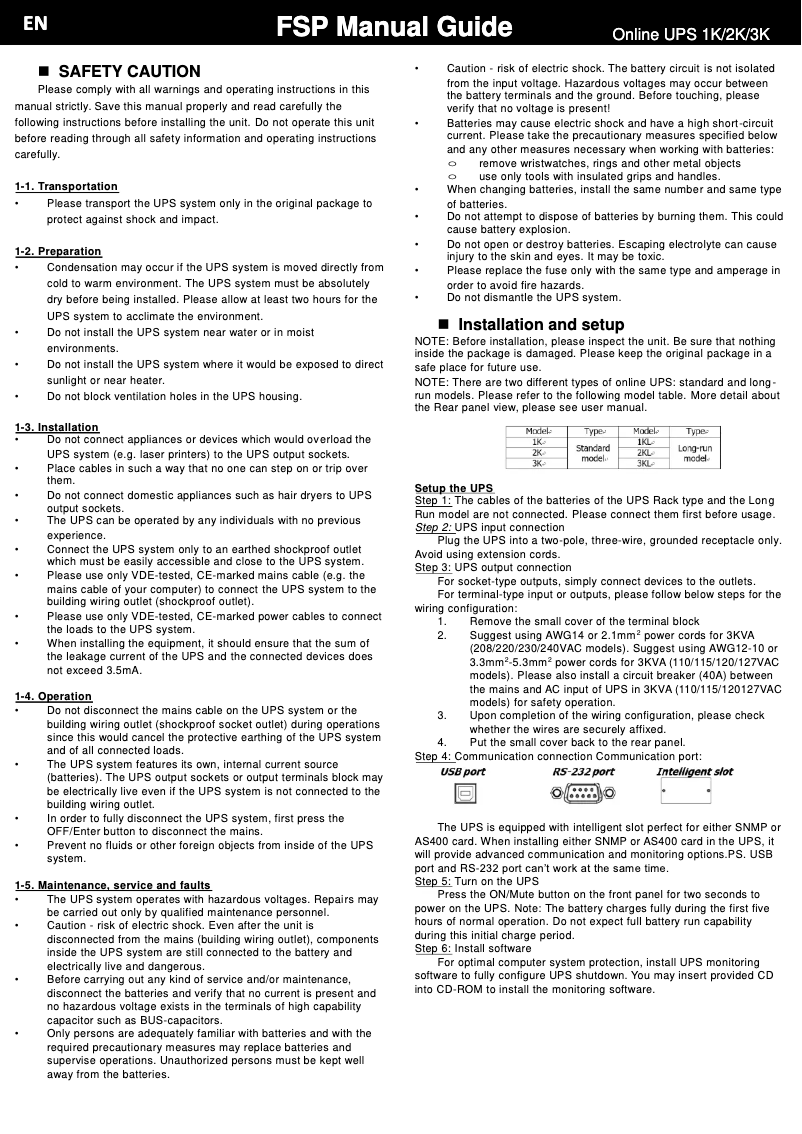 First page image of the manual for Champ Tower 1K 1000VA