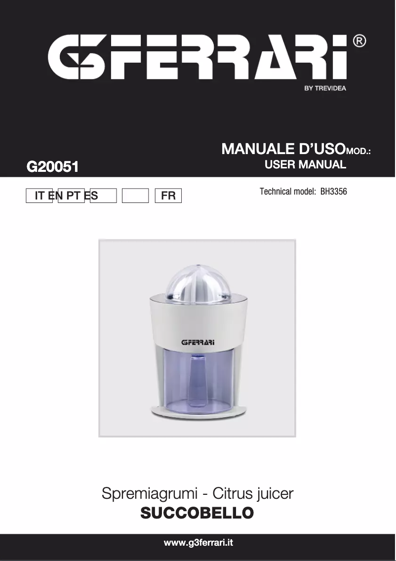Page 1 de la notice Manuel utilisateur G3 Ferrari Succobello G20051