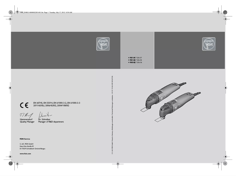 First page image of the manual for FSC 1.6 Q