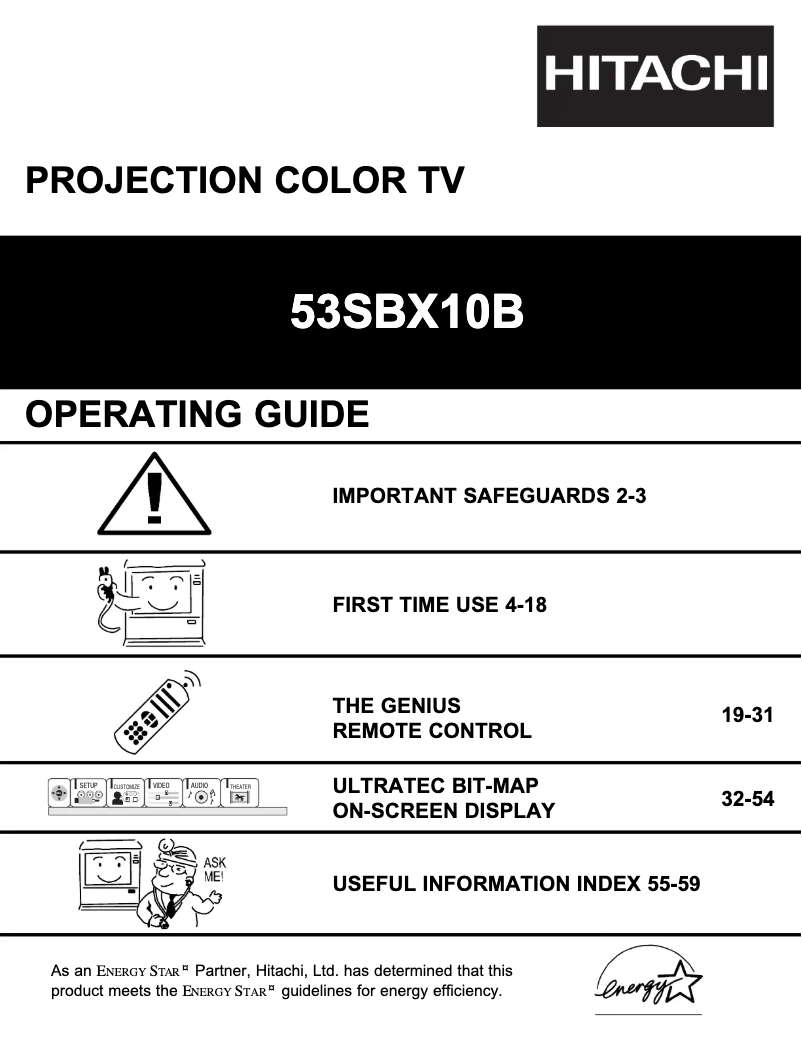 Page 1 of the manual User Manual Hitachi 53SBX10B