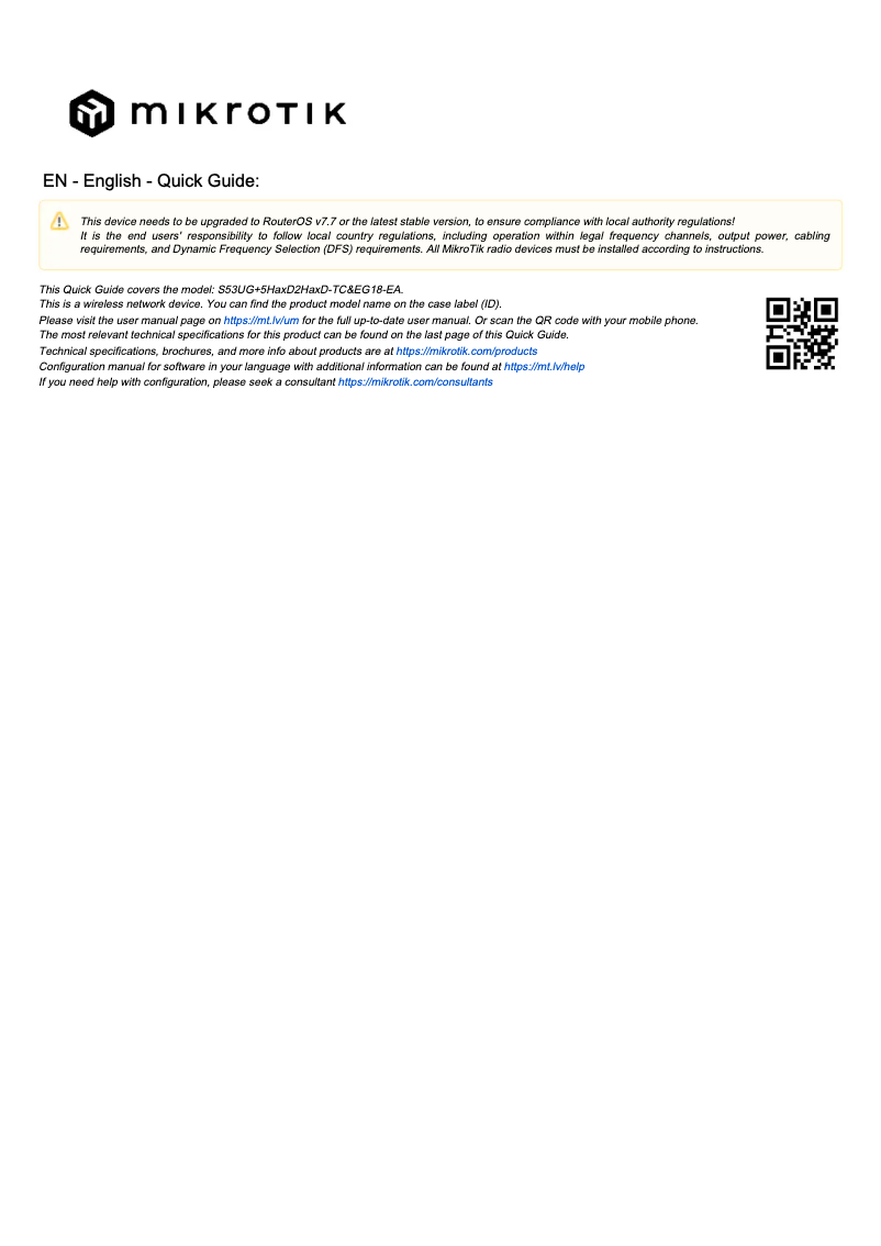 Page 1 of the manual User Manual Mikrotik Chateau LTE18 ax