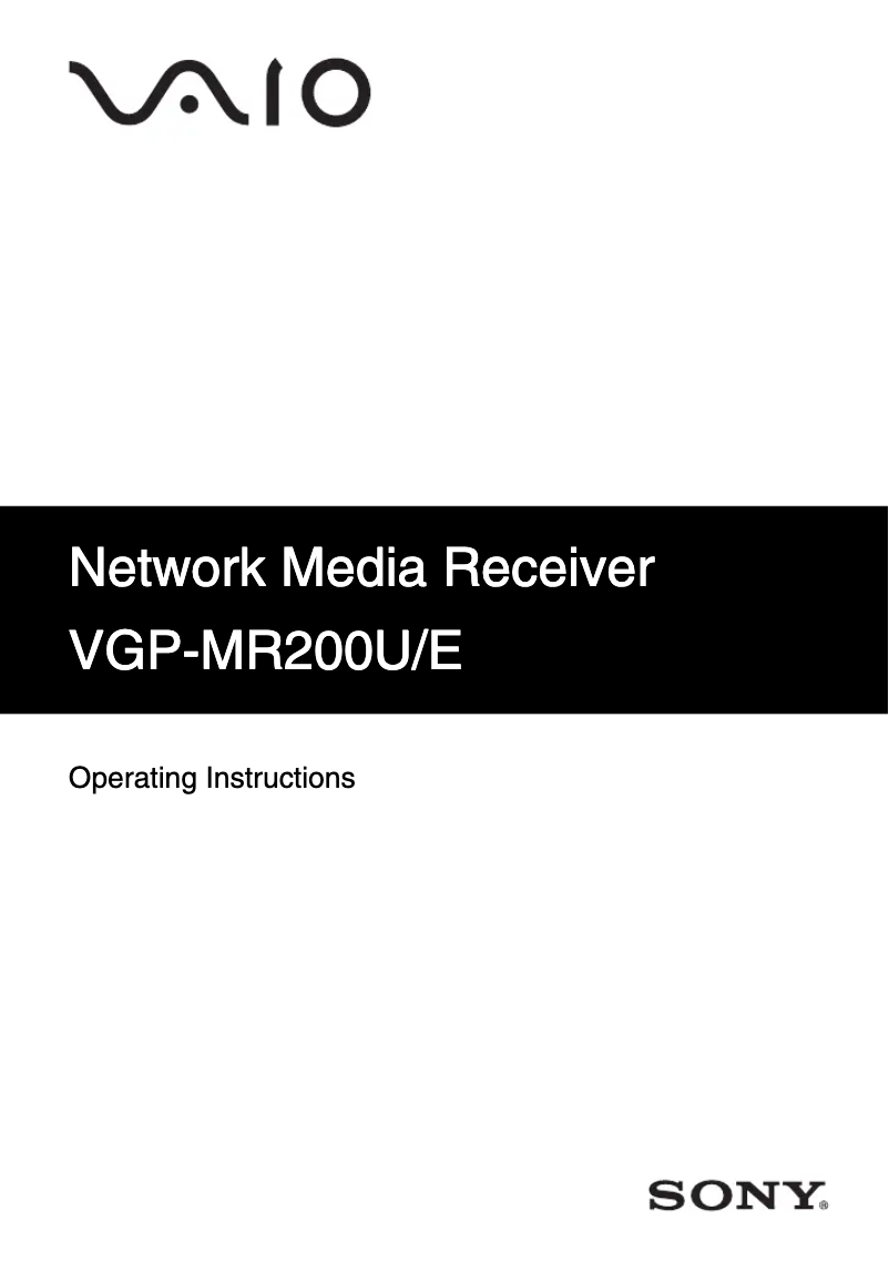Page 1 of the manual User Manual Sony VGP-MR200