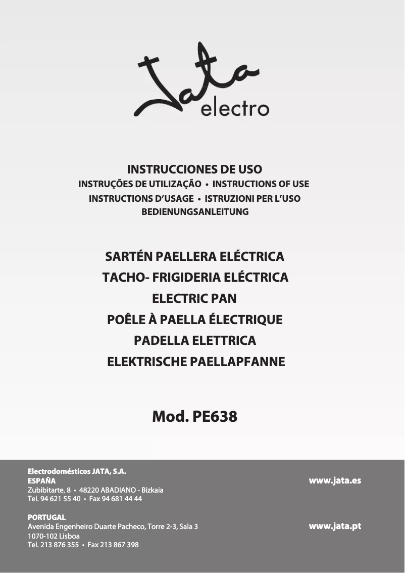 Page 1 of the manual User Manual Jata PE638