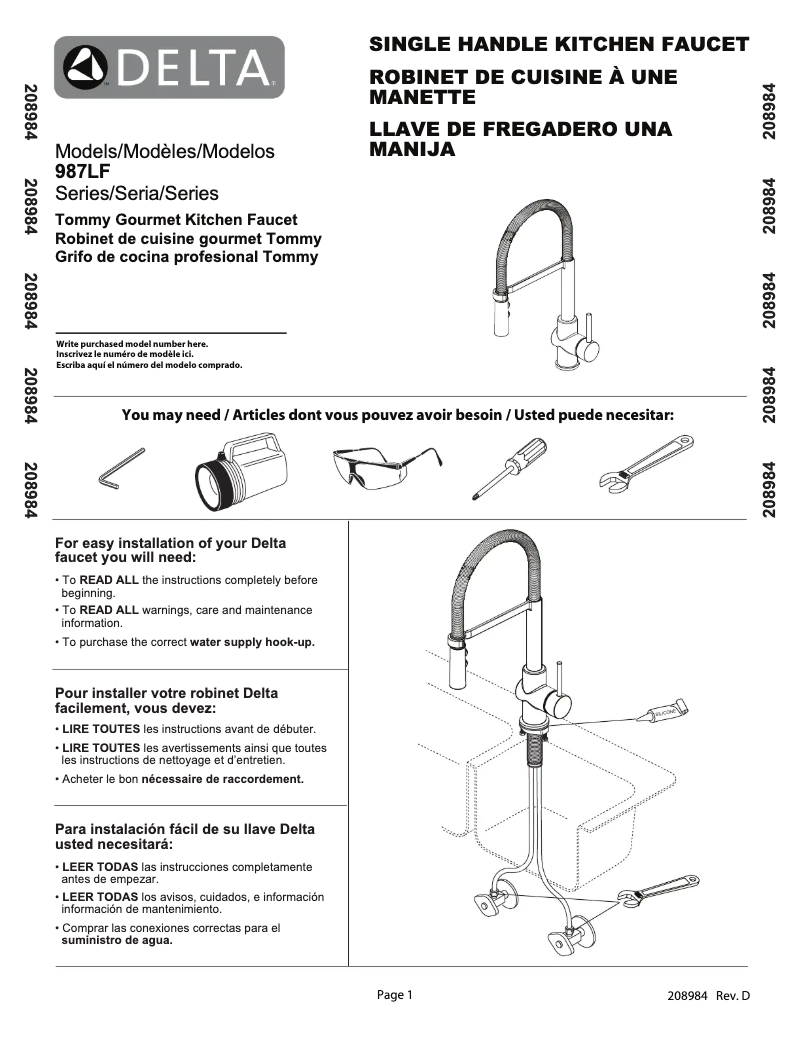 Page 1 of the manual User Manual Delta 987LF