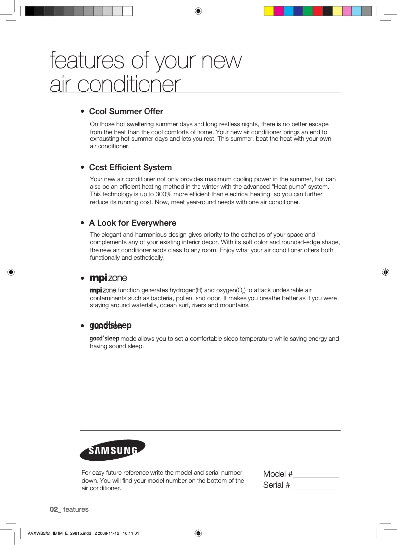 Page 1 of the manual User Manual Samsung AVXWNH056EE
