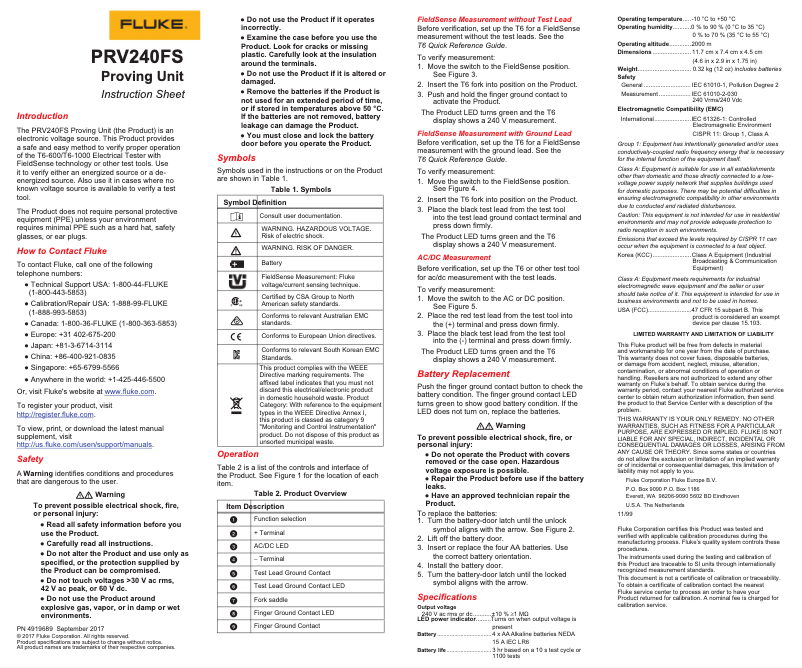 First page image of the manual for T6-1000