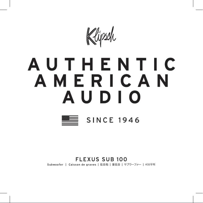 Page 1 of the manual User Manual Klipsch Flexus Sub 100