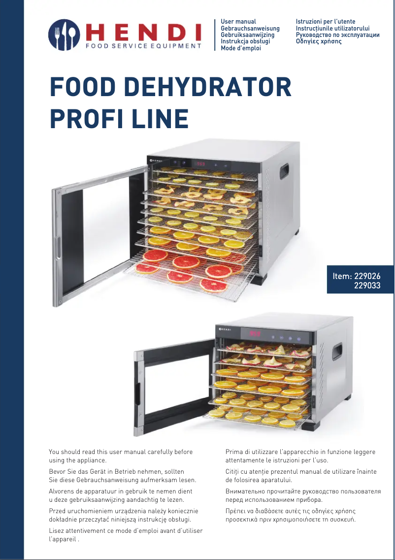 Page 1 of the manual User Manual Hendi 229026