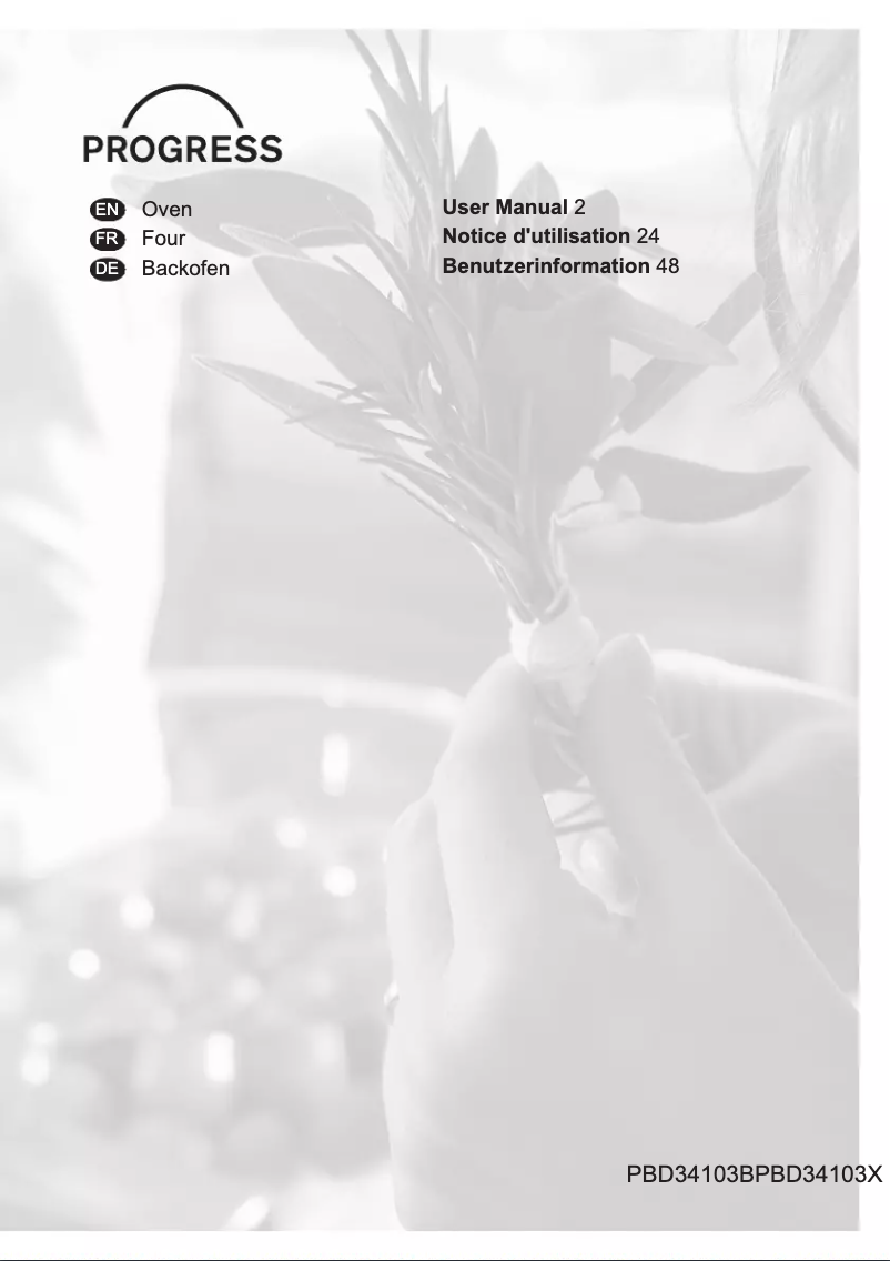 Page 1 of the manual User Manual Progress PBD34103X