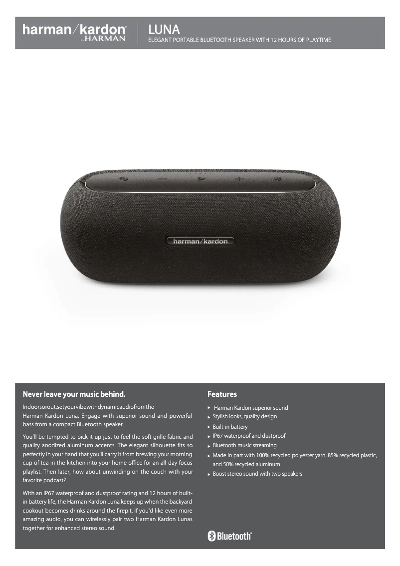 First page image of the manual for Luna