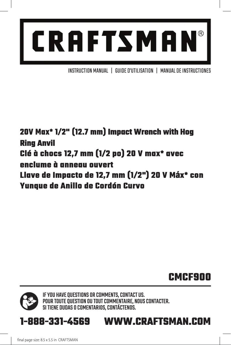 First page image of the manual for CMCF900M1