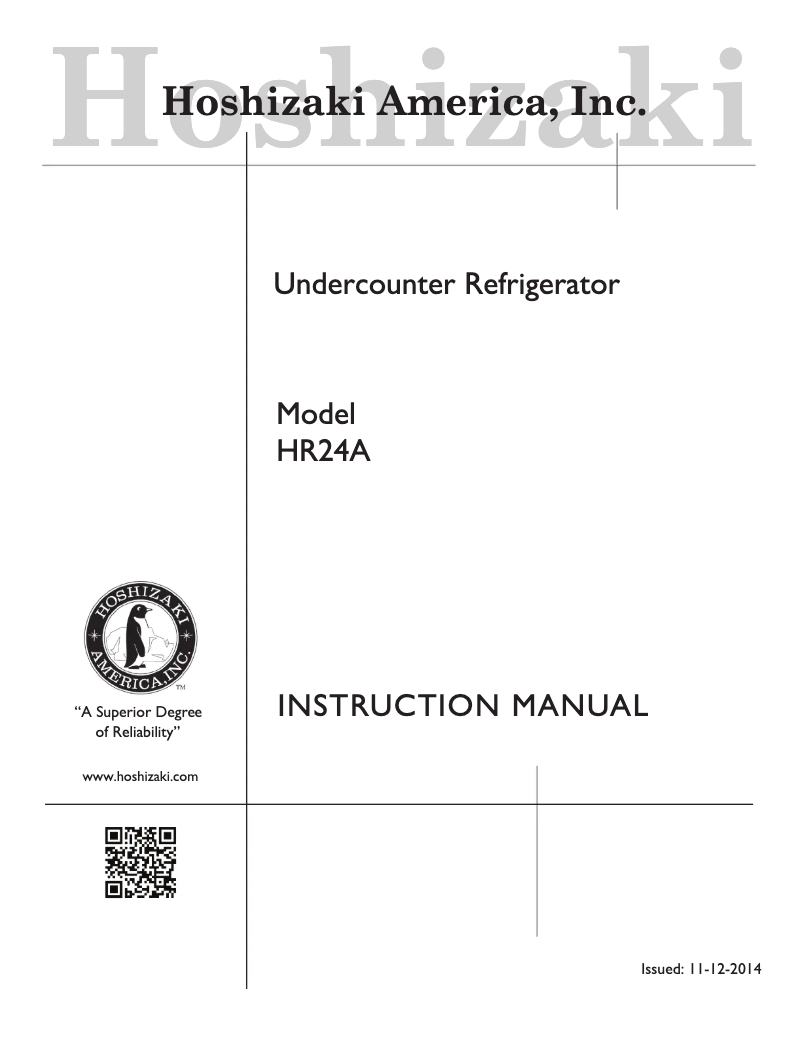 First page image of the manual for Commercial HR24A