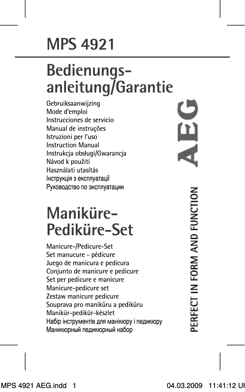 First page image of the manual for MPS 4921