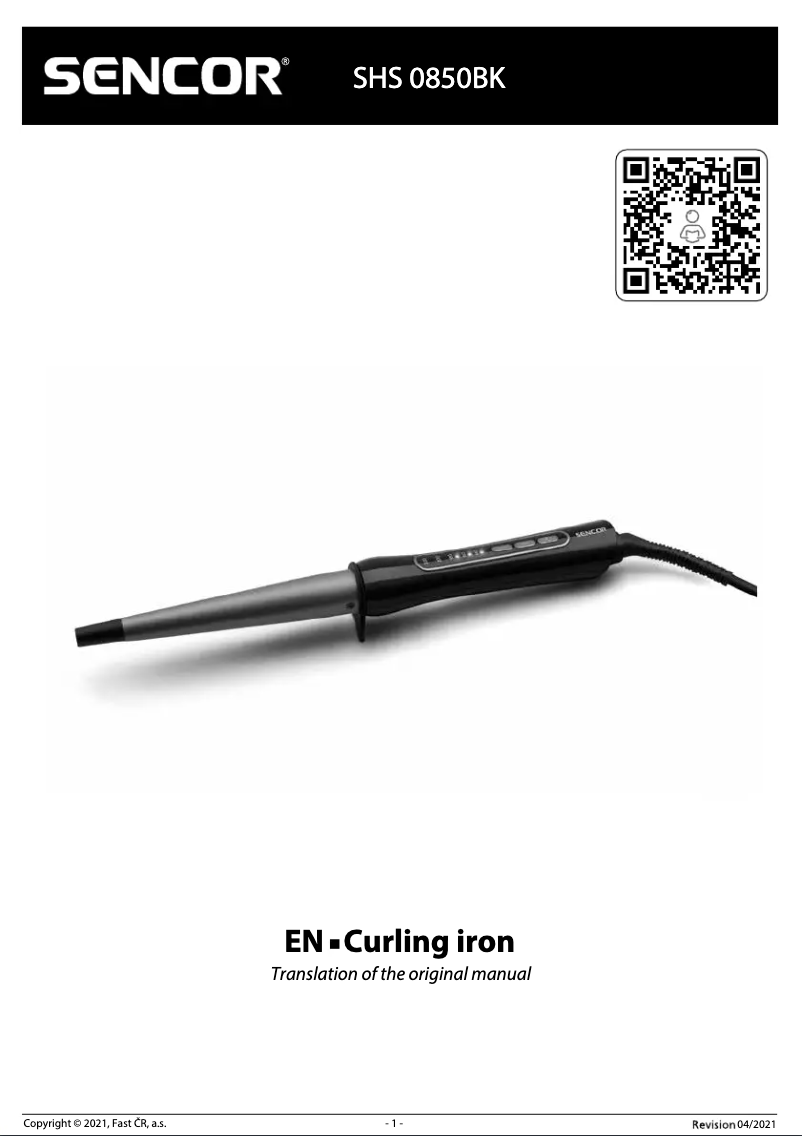 First page image of the manual for SHS 0850BK