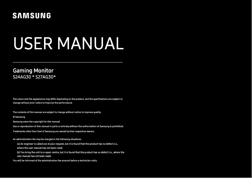 Page 1 of the manual User Manual Samsung S28BG700EP