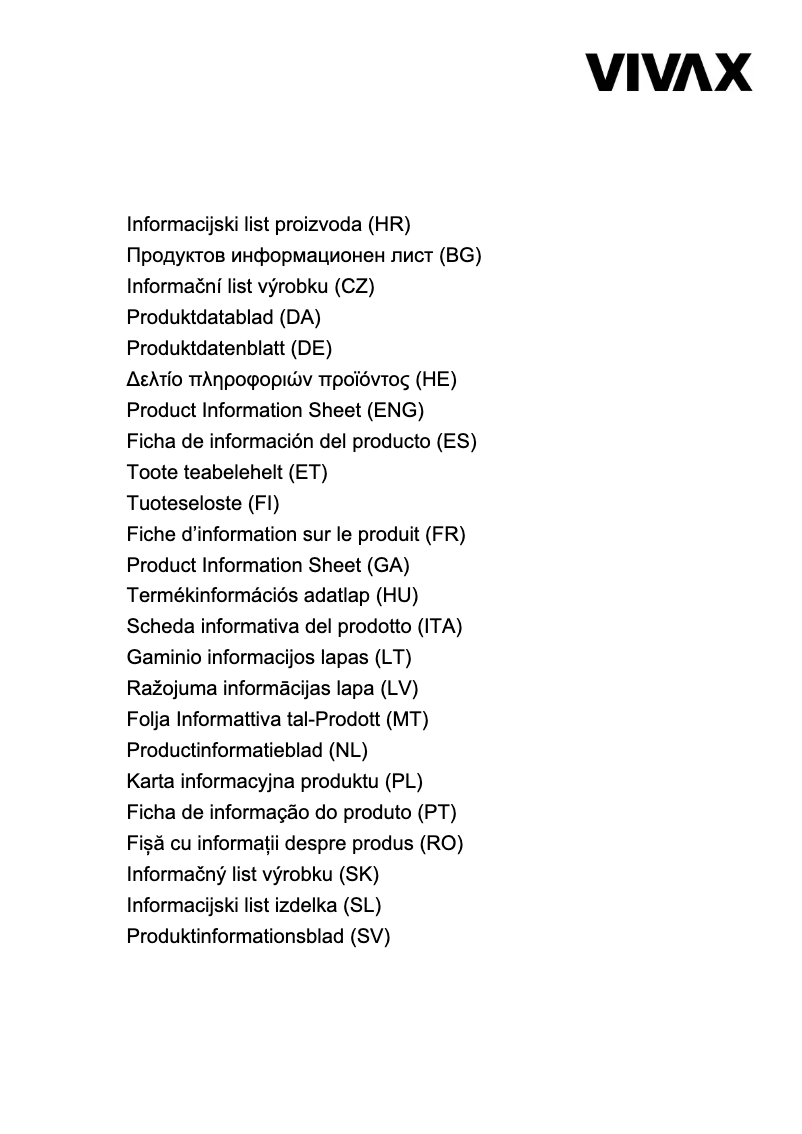 Page 1 of the manual Technical Sheet Vivax CFR-199