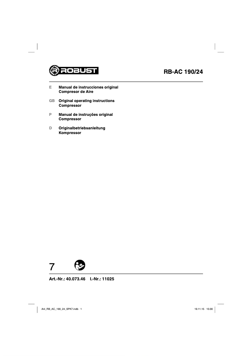 Page 1 of the manual User Manual Robust RB-AC 190/24