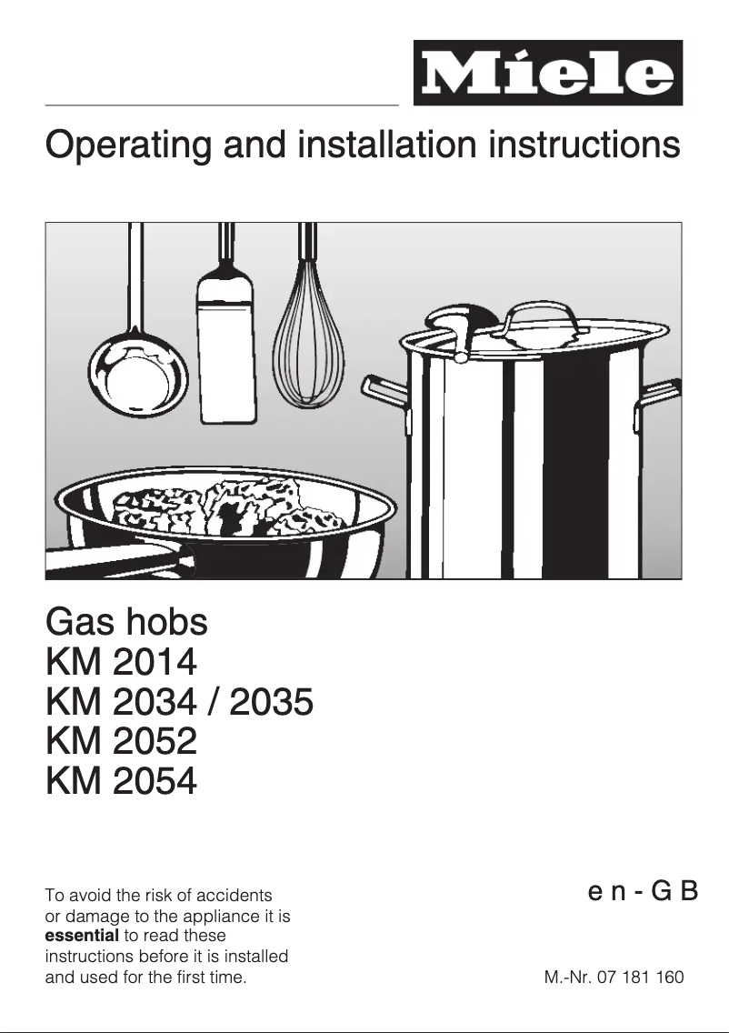 Page 1 of the manual User Manual Miele KM 2014