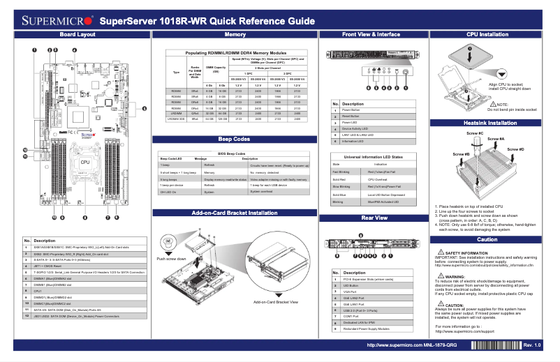First page image of the manual for SuperServer 1018R-WR