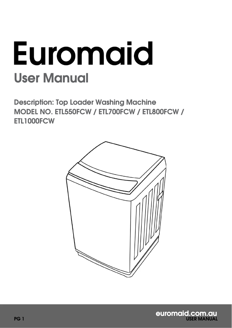 First page image of the manual for ETL800FCW
