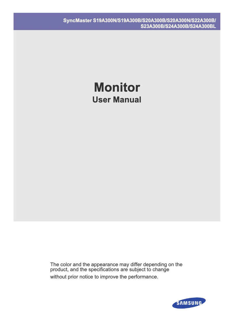 Page 1 of the manual User Manual Samsung SyncMaster S24A300B