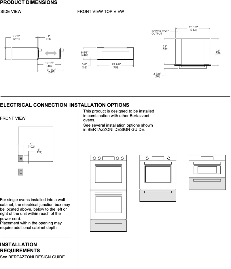 Page 1 of the manual Instructions / Assembly Bertazzoni PROF30WDEX