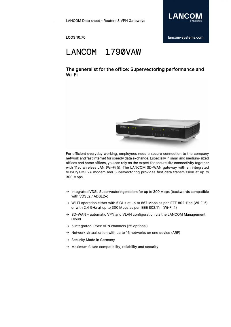 Image de la première page du manuel de l'appareil 1790VAW