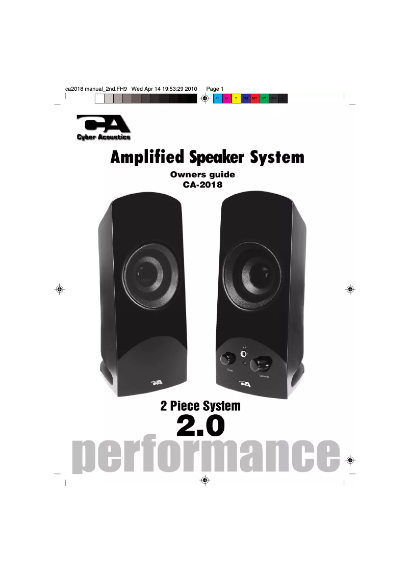 Page 1 of the manual User Manual Cyber Acoustics CA-2018