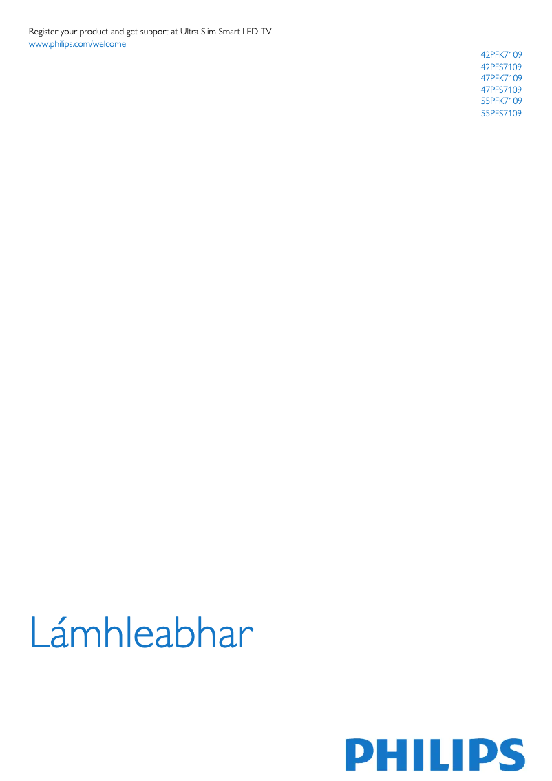 First page image of the manual for 42PFK7109