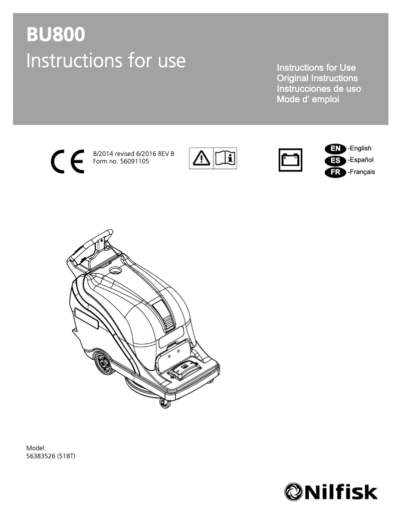 Page 1 of the manual User Manual Nilfisk BU800