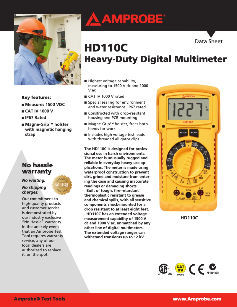 First page image of the manual for HD110C