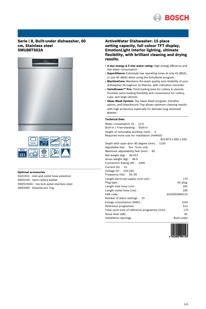 First page image of the manual for SMU88TS02A
