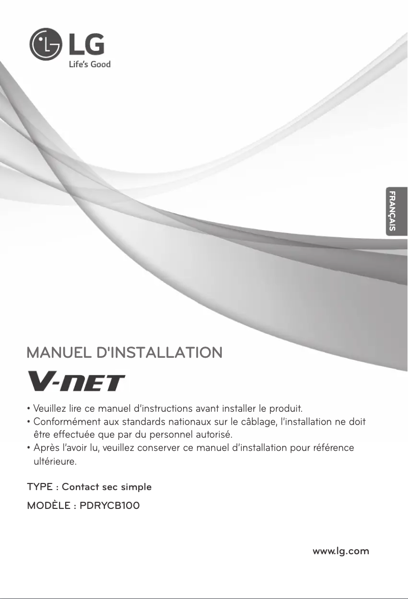 First page image of the manual for PDRYCB100